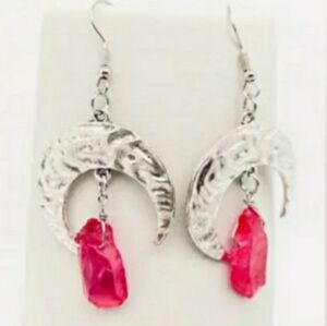 Pink crystals dangling earrings